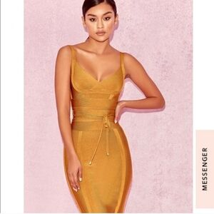 House of CB London BELICE GINGER TIE WAIST BANDAGE DRESS